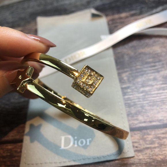 Christian Dior  Gold Mint Vintage Bracelet with Crystals - Picture 6 of 8